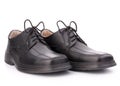 Black glossy manÃ¢â¬â¢s shoes with shoelaces